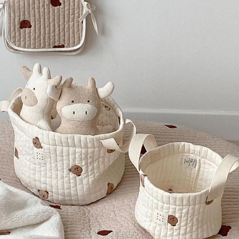 Baby Clothing Organizer - Sevimli Ayı Nakış Bebek Bezi Çantası