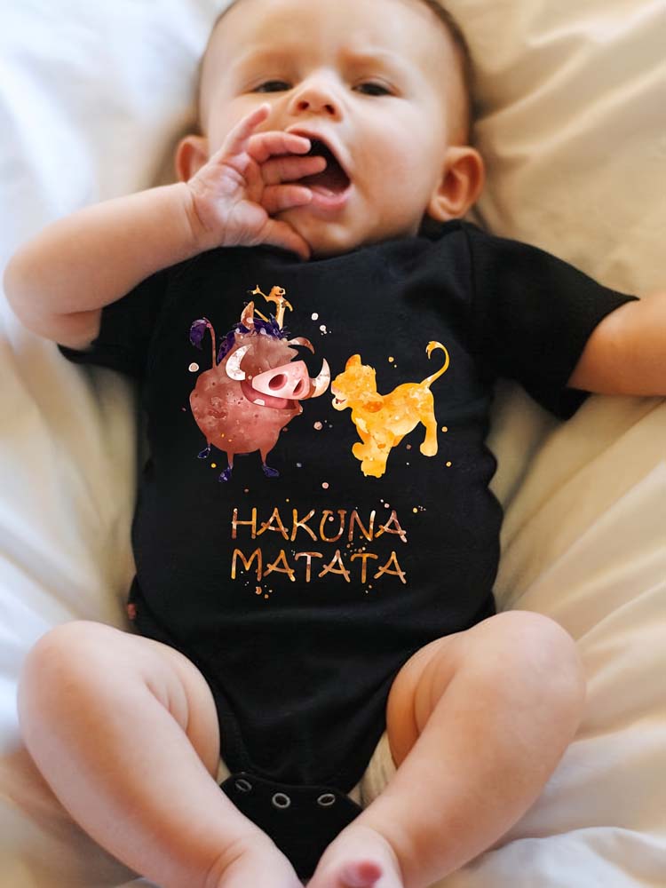 Baby Clothing Clearance - Karikatür HAKUNA MATATA Aslan Kral Baskılı